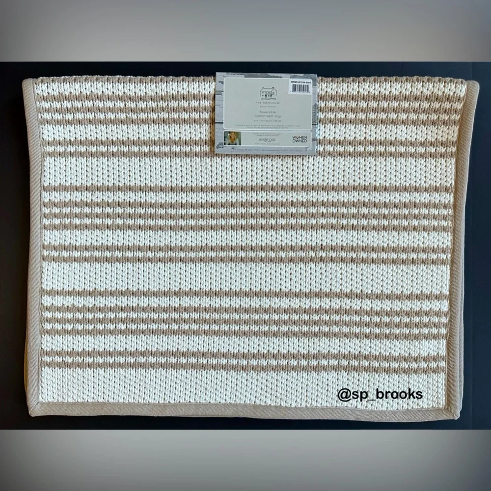 🎁Farmhouse Rachel Ashwell Reversible Cotton Bath Rug - 21” x 34” - Knit Rug